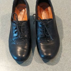Leather lace up shoes with 2 in. Heel